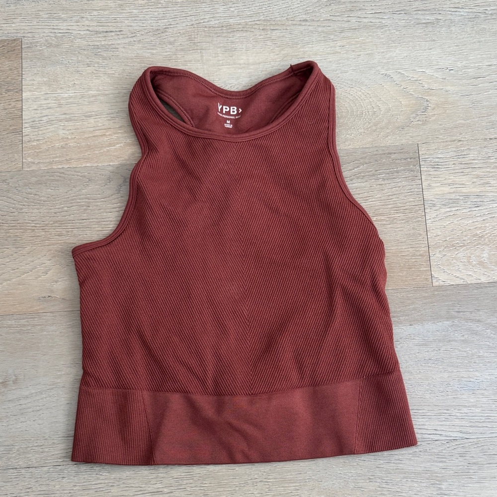 YPB Ribbed Racerback Tank Top in Rust